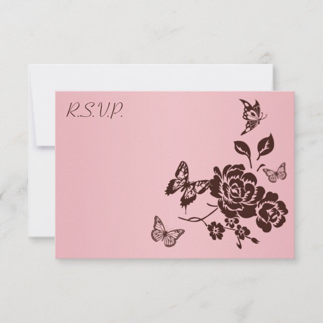 Blush Pink and Brown Butterfly Floral Repcard Einladung (Vorderseite)