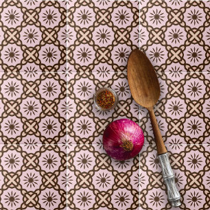 Blush Pink and Brown Mosaic Geometric Pattern Fliese