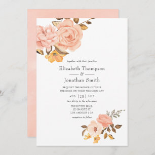 Blush Pink and Gold Floral Wedding Einladung