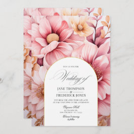 Blush Pink and Gold Floral Wedding Einladung