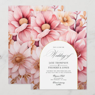 Blush Pink and Gold Floral Wedding Einladung