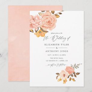 Blush Pink and Gold Floral Wedding Einladung