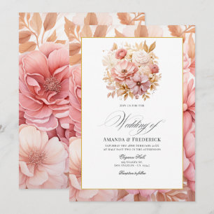 Blush Pink and Gold Floral Wedding Einladung