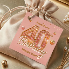 Blush Pink and Gold Glam 40th Birthday Thank You Geschenkanhänger