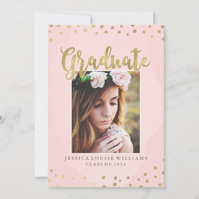 Blush Pink and Gold Luxury Graduation Einladungen (Vorderseite)