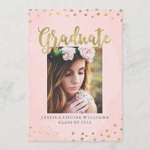 Blush Pink and Gold Luxury Graduation Einladungen