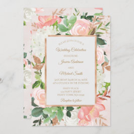Blush Pink and Gold Watercolor Floral Wedding Card Einladung