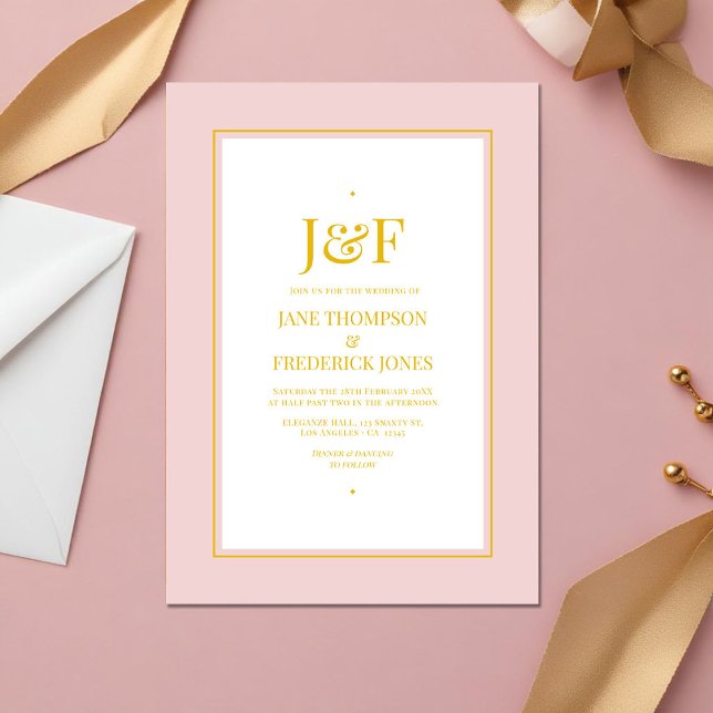 Blush Pink and Gold Wedding Einladung (Blush Pink and Gold cover)