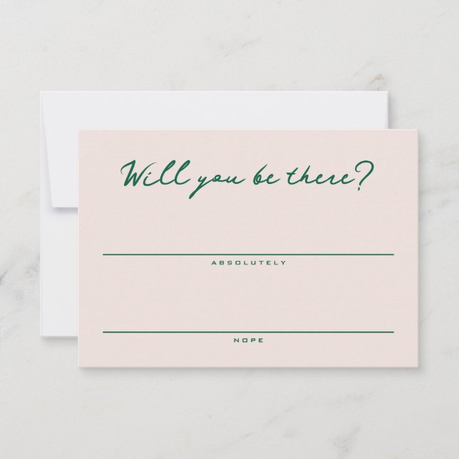 Blush Pink and Green Simple RSVP Card (Vorderseite)