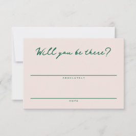 Blush Pink and Green Simple RSVP Card Karte