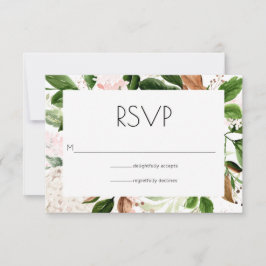 Blush Pink and Greenerity Wedding RSVP Karte