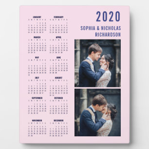 Blush Pink and Navy Blue   Two Photo 2020 Calendar Fotoplatte