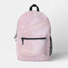Blush pink and pearl gray florals AI art Bedruckter Rucksack