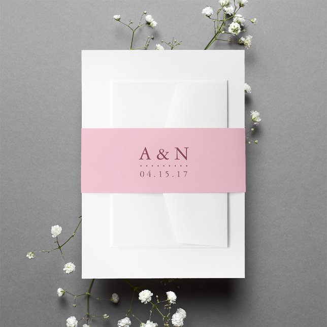 Blush Pink and Plum Wedgram Monogram Einladungsbanderole (Von Creator hochgeladen)