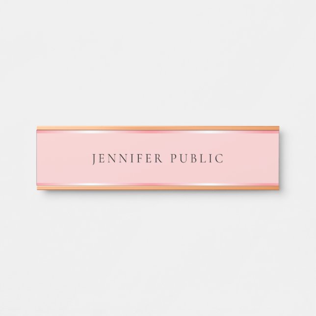Blush Pink and Rose Gold Elegant Name Home House Türschild (Vorderseite )