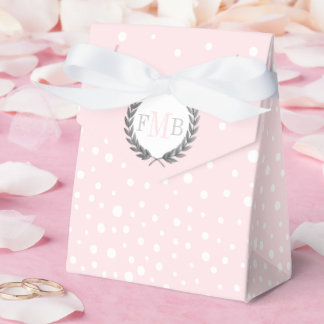 Blush pink and white polka dot pattern wedding fav geschenkschachtel