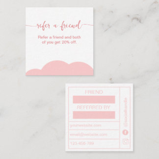 Blush pink and white Referrel Loyalty card Quadratische Visitenkarte