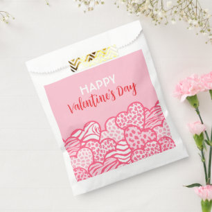 Blush Pink Animal Print Herz Valentinstag Party Geschenktütchen