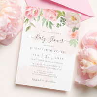 Blush Pink Aquarell Bläserne Peony Babydusche