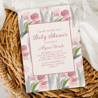 Blush Pink Aquarell Blume Tulips Kinderdusche