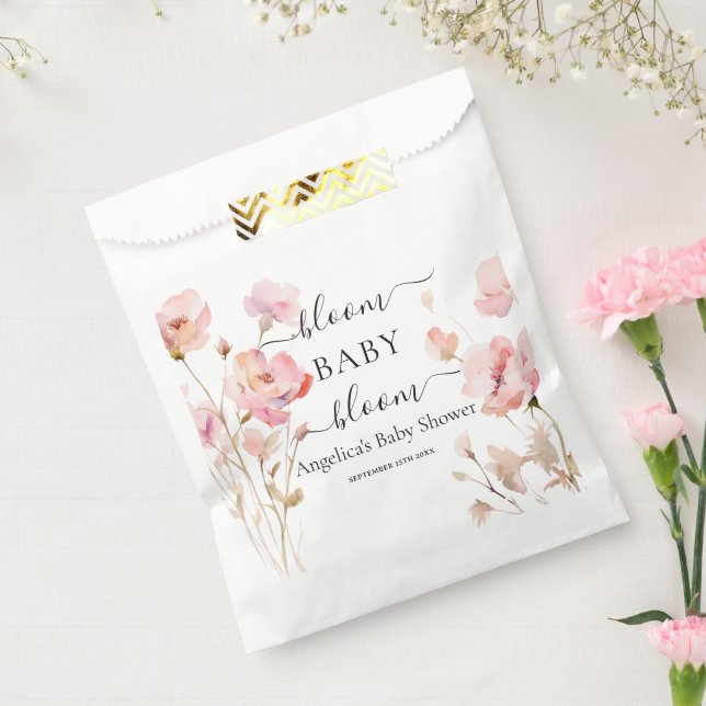 Blush Pink Aquarell Blumenblütendusche Geschenktütchen (Versiegelt)