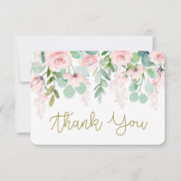 Blush Pink Aquarell Blumenkarte Danke Karte