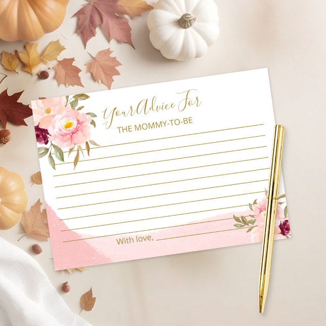 Blush Pink Aquarell Blumenstrauß Babydusche Beratu Begleitkarte (Von Creator hochgeladen)