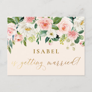 Blush Pink Aquarell Floral Girl Brautparty Postkarte
