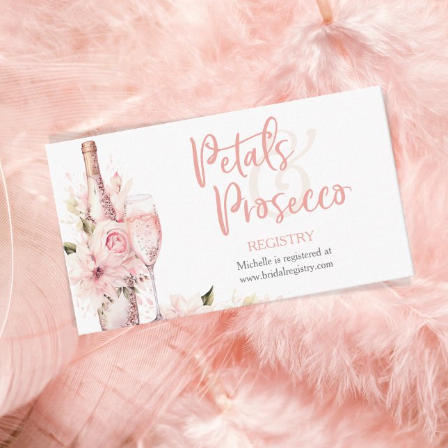 Blush Pink Aquarell Petals und Prosecco Register Begleitkarte (blush pink peachy prosecco)