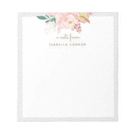 Blush Pink Aquarell Rose Blumenstrauß Gerahmt Notizblock