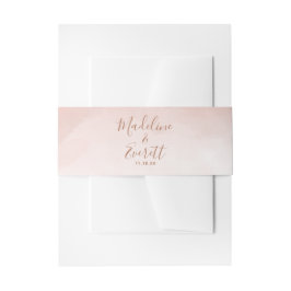 Blush Pink Aquarell & Rose Gold Wedding Monogram Einladungsbanderole