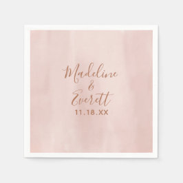 Blush Pink Aquarell & Rose Gold Wedding Monogram Serviette