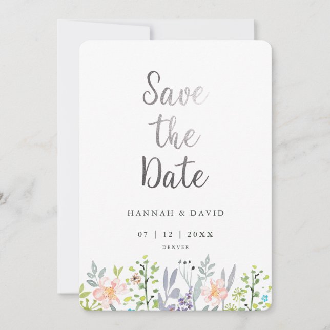 Blush Pink Aquarellblume Hochzeit Sichern Sie das  Save The Date (Vorderseite)