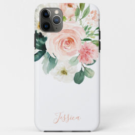 Blush Pink Aquarellblume mit Ihrem Namen Case-Mate iPhone Hülle