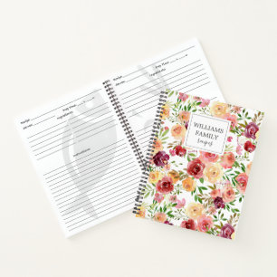 Blush Pink Aquarellfarbe Floral Boho Custom Family Notizbuch