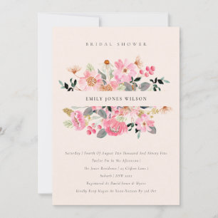 Blush Pink Aquarellfarben Brautparty Einladung