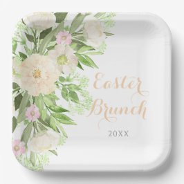 Blush Pink Aquarellfarben Ostern Brunch Pappteller