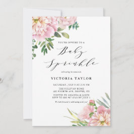 Blush Pink Aquarellfarben Rose Bloral Baby Sprinkl Einladung