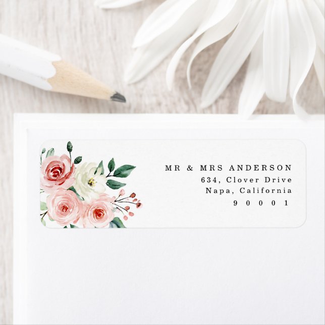 Blush Pink Aquarellfarben Rücksendeadresse (Insitu)