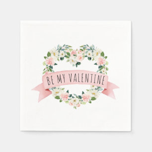 Blush Pink Aquarellfarben Valentine Serviette
