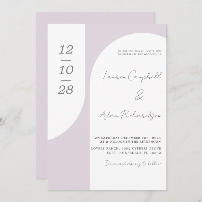 Blush Pink Arch & Calligraphy Wedding Einladung (Vorne/Hinten)