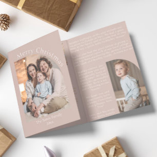 Blush Pink Arch Year of Review Family Update Dreifach Gefaltete Urlaubskarte