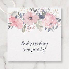 Blush Pink auf der Hochzeit auf dem weißen Blumenp Geschenkanhänger