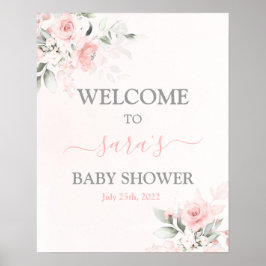 Blush Pink Baby Dusche Mädchen Begrüßungszeichen Poster