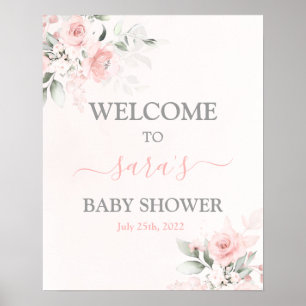 Blush Pink Baby Dusche Mädchen Begrüßungszeichen Poster