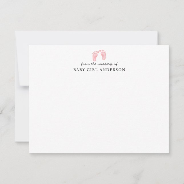 Blush Pink Baby Footprints Junge Mutter Vater Kind Mitteilungskarte (Vorderseite)