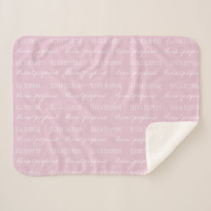 Blush pink Baby Girl Blanket Individuelle Name wie Sherpadecke