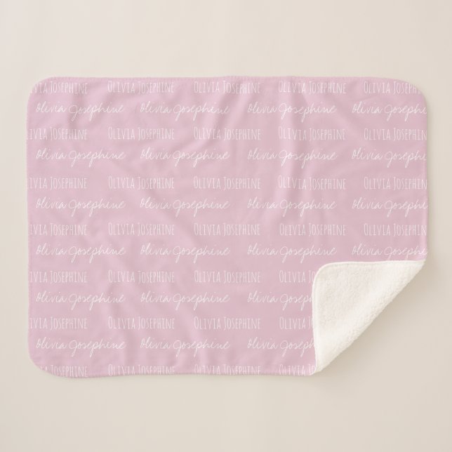 Blush pink Baby Girl Blanket Individuelle Name wie Sherpadecke (Vorderseite (Horizontal))