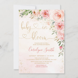 Blush Pink Baby in Bloom Baby Dusche Einladung