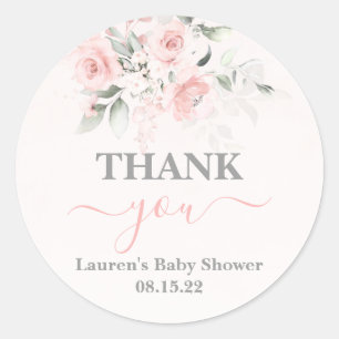 Blush Pink Baby Shower Girl Classic Round Sticker